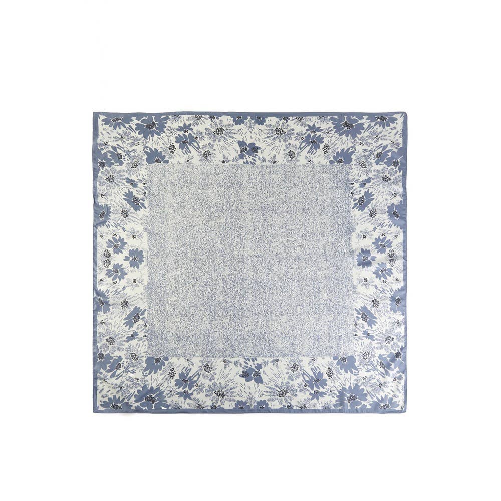 Floral Border Speckled Panel Square Scarf