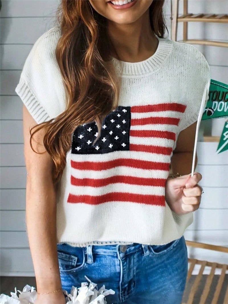 American Flag Knit Top