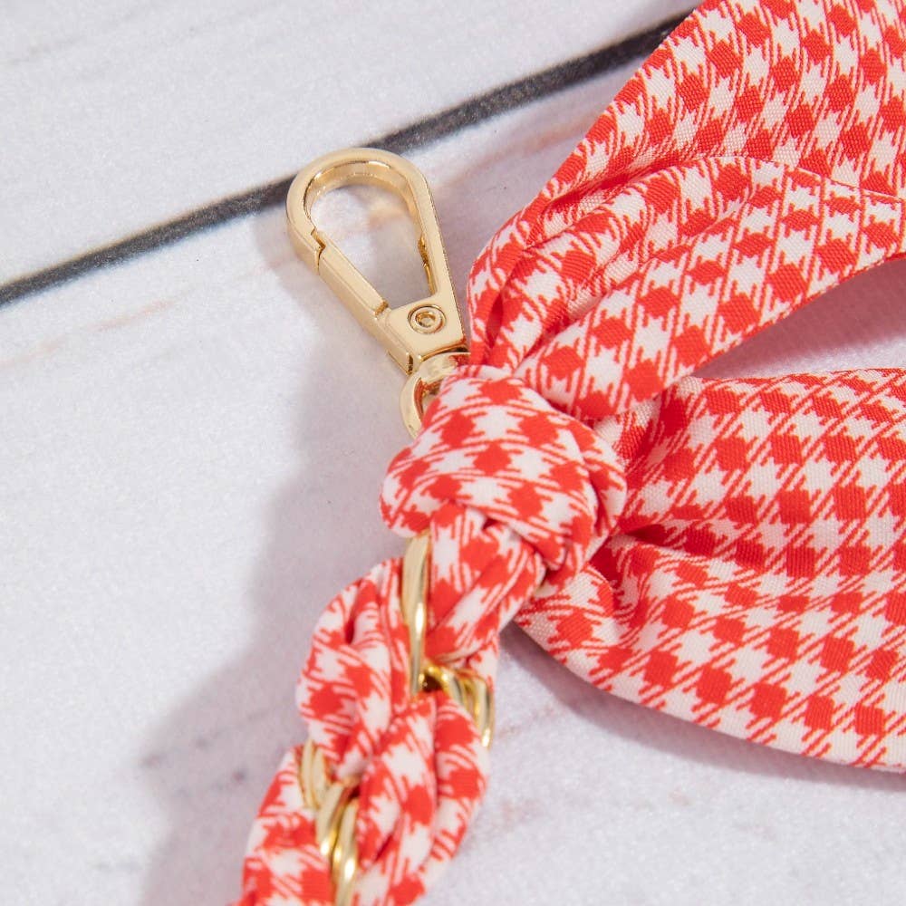 Checkered Scarf Chain Bag Charm