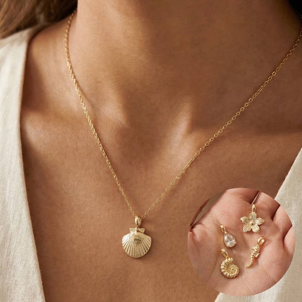 Sea Life Clam Shell Swappable Pendant Necklace