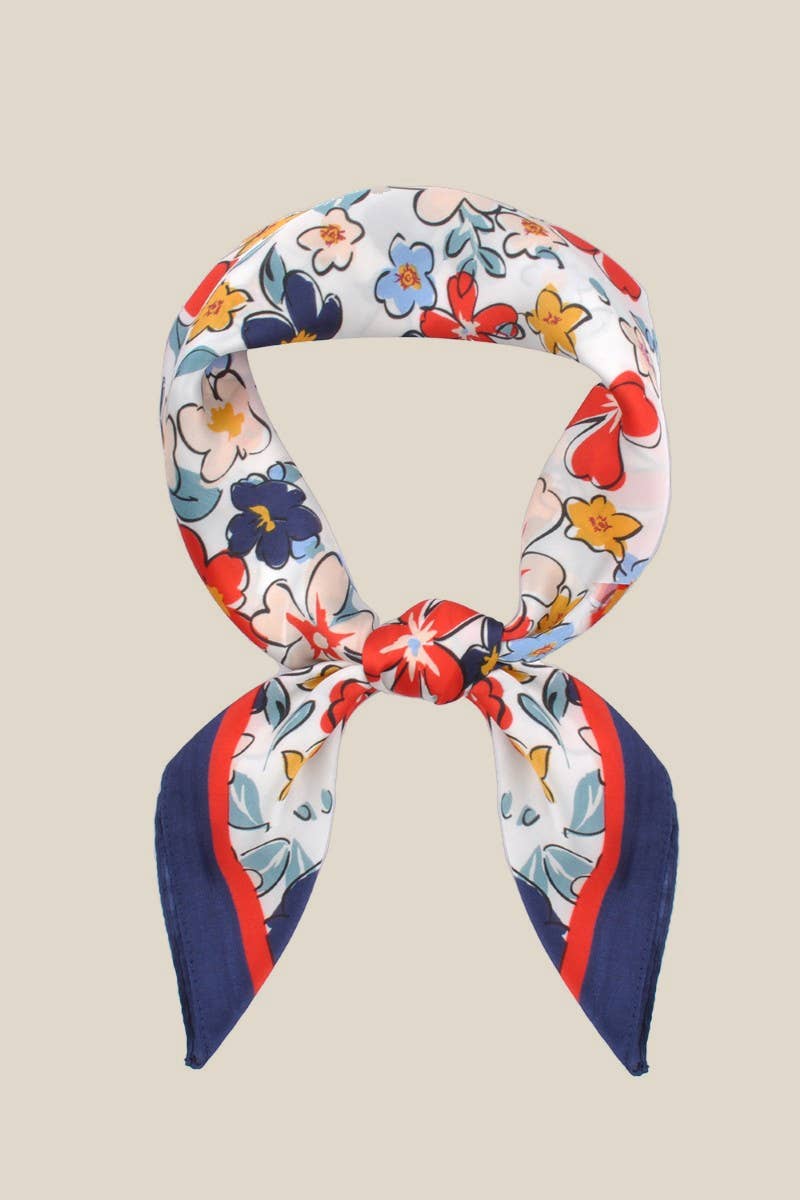 Navy Multi Flower Scarf