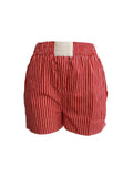 Multi-color Striped Relaxed Pull-On Boxer Shorts: Red / S
