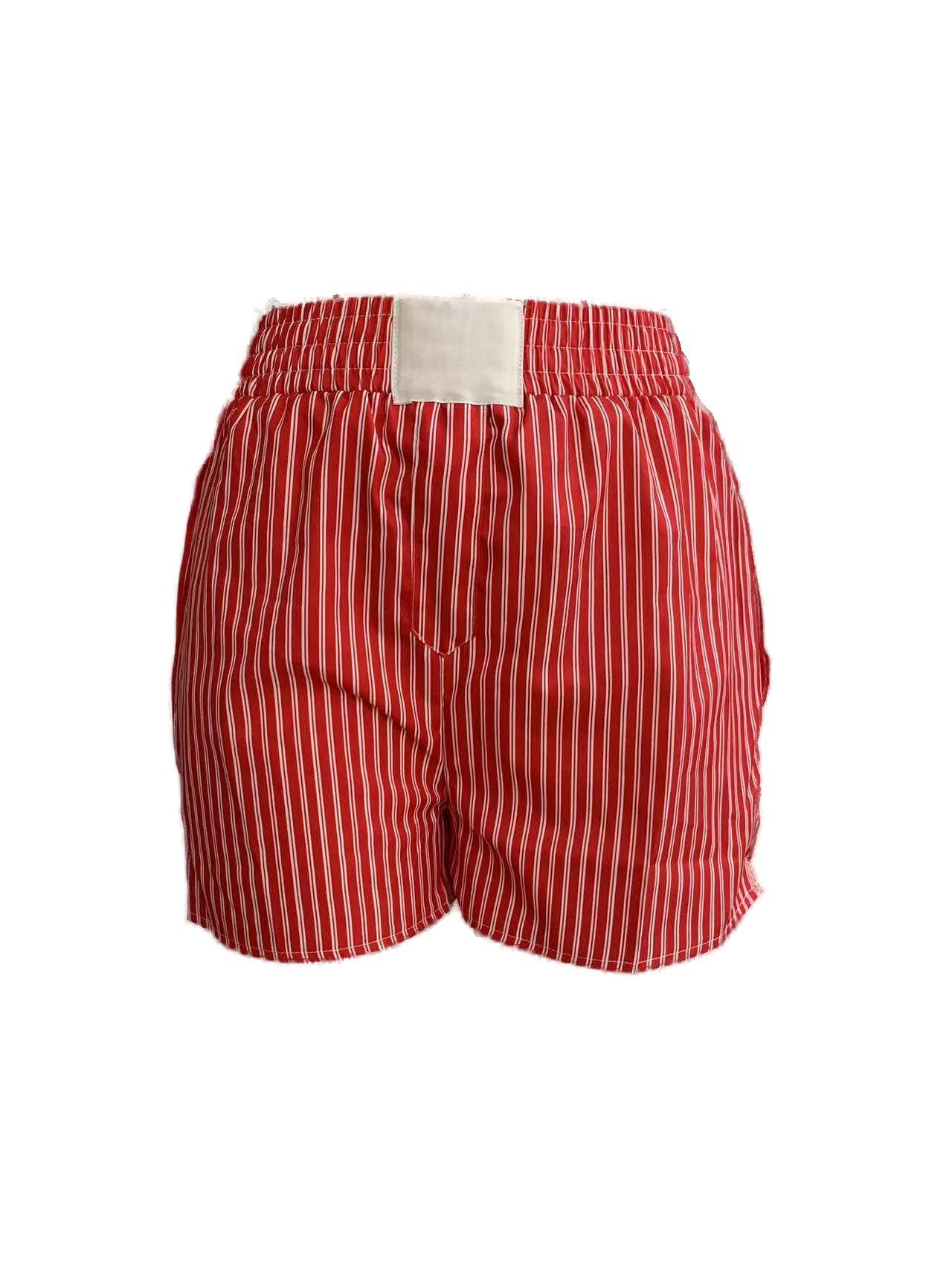 Striped Relaxed Pull-On Boxer Shorts: Light blue / S