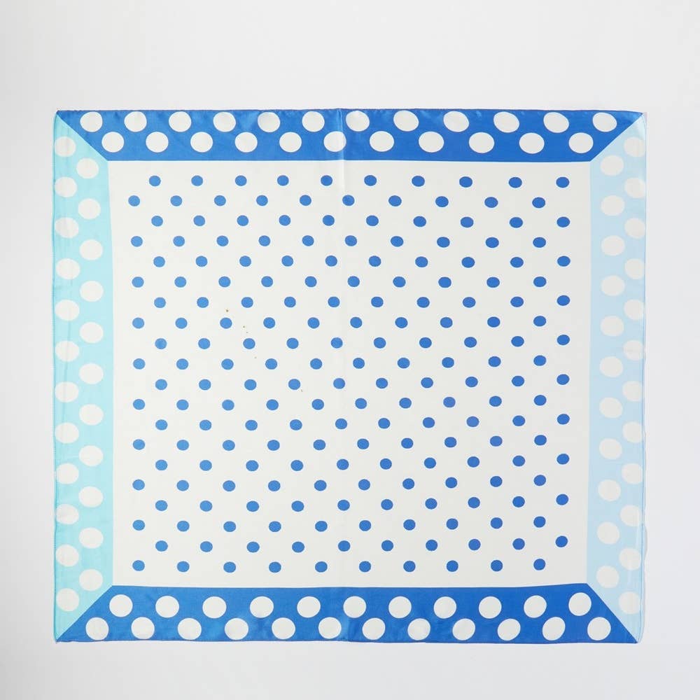 Polka Dot Square Bandana Scarf Blue