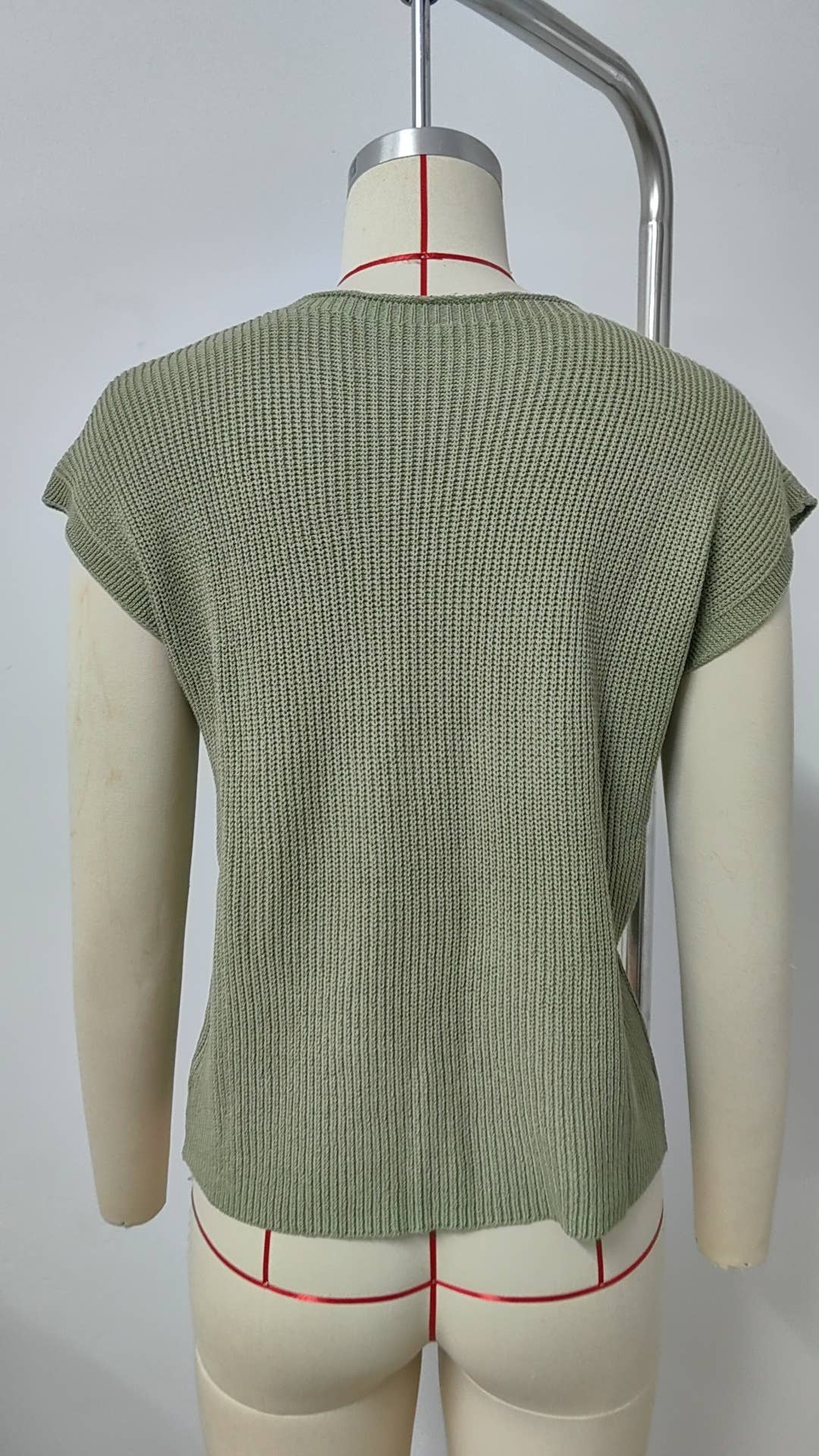Casual Plain Cropped Sweater Vest: Blue / XL