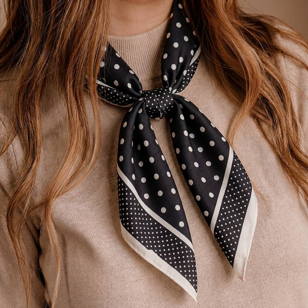 Polka Dot Square Scarf Black