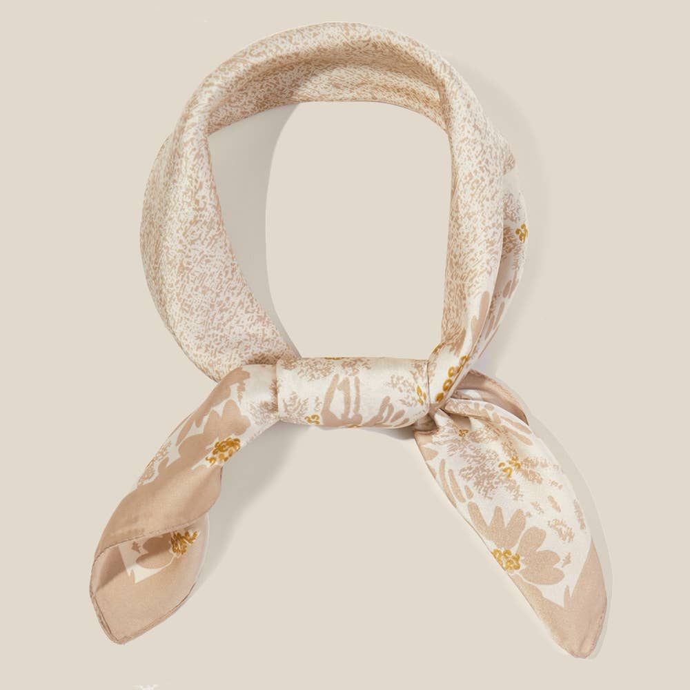 Floral Border Print Scarf : Black