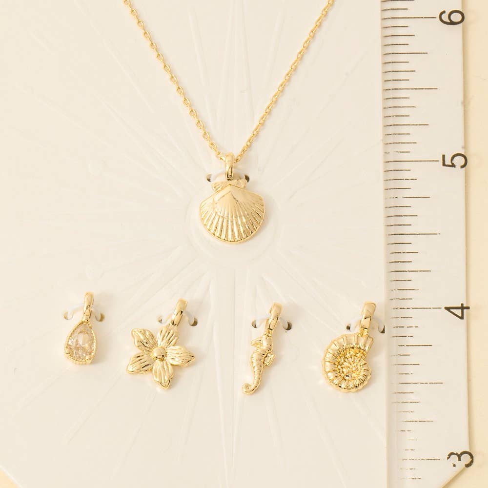 Sea Life Clam Shell Swappable Pendant Necklace