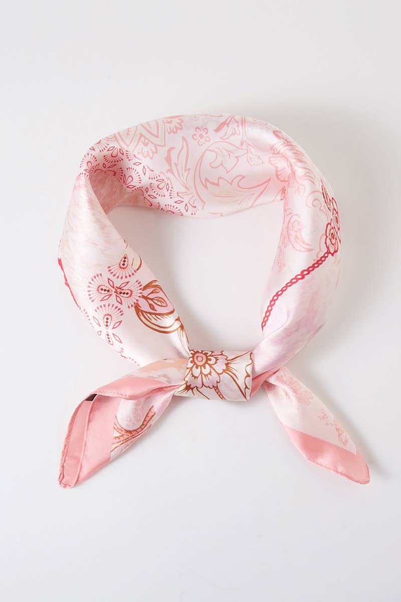 Abstract Floral Print Square Bandana Scarf