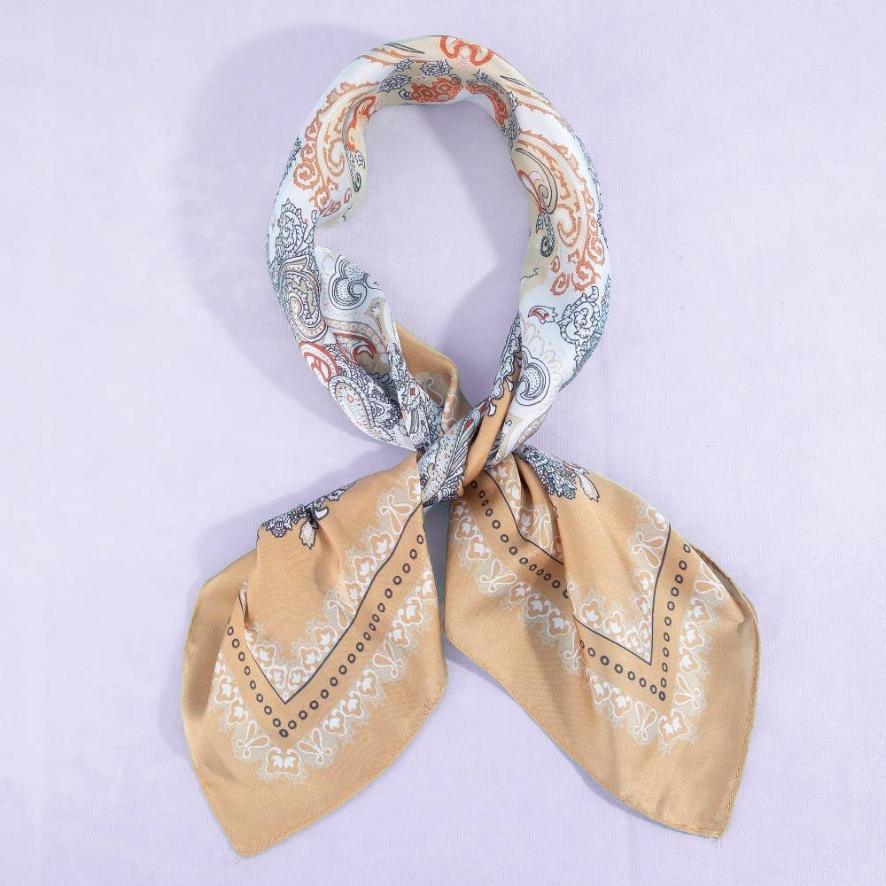 Beige Ornate Paisley Scarf