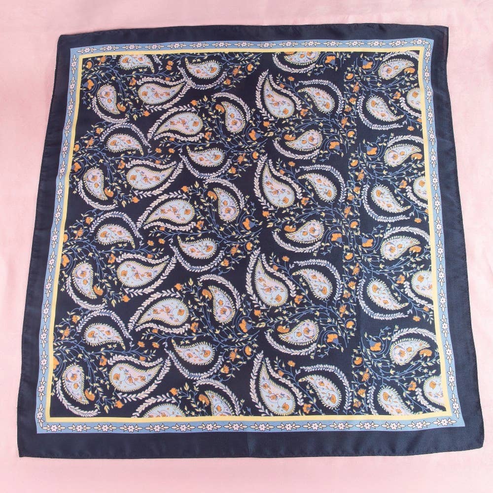 Navy Paisley Floral Scarf