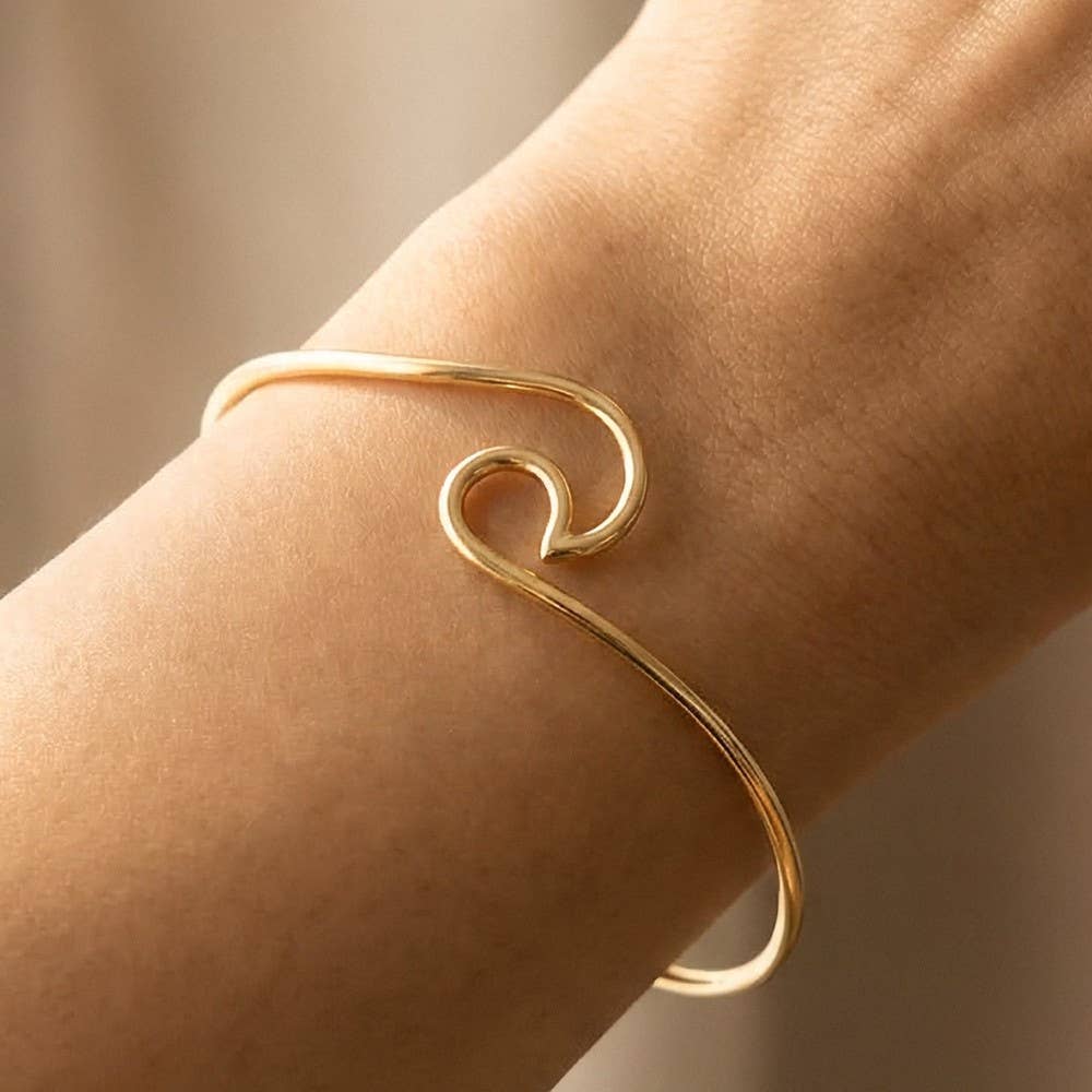 Thin Wave Cuff Bracelet: G