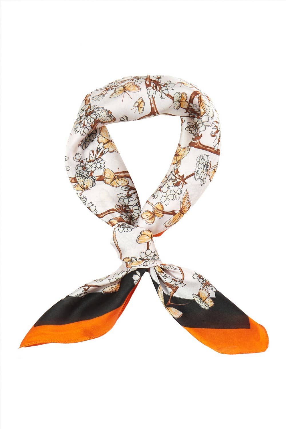 Orange Floral Butterfly Scarf