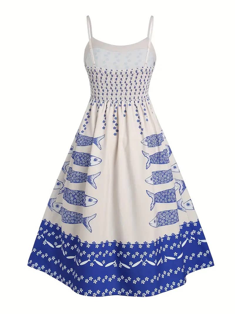 Mackerel Sundress: Blue / XL