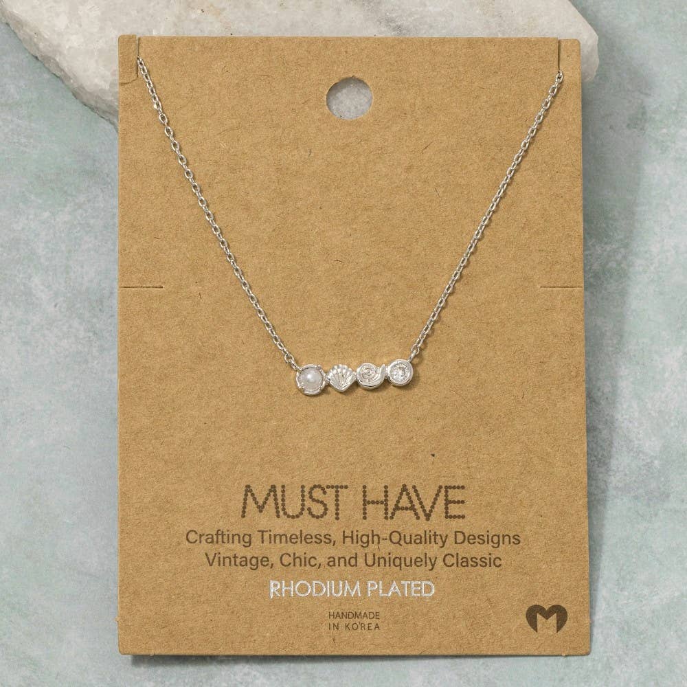 Gold Dipped Sea Life Bar Pendant Necklace
