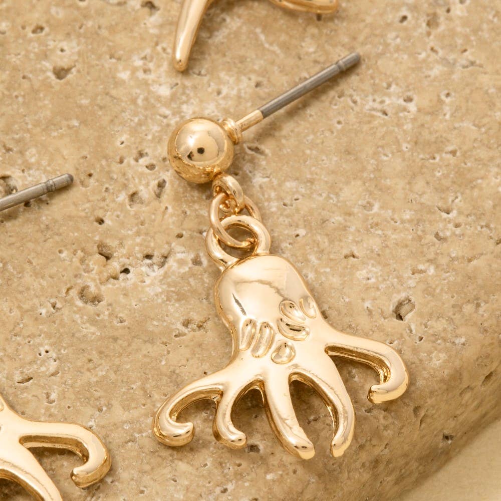 Sea Life Charms Hoop Earrings Set: GD