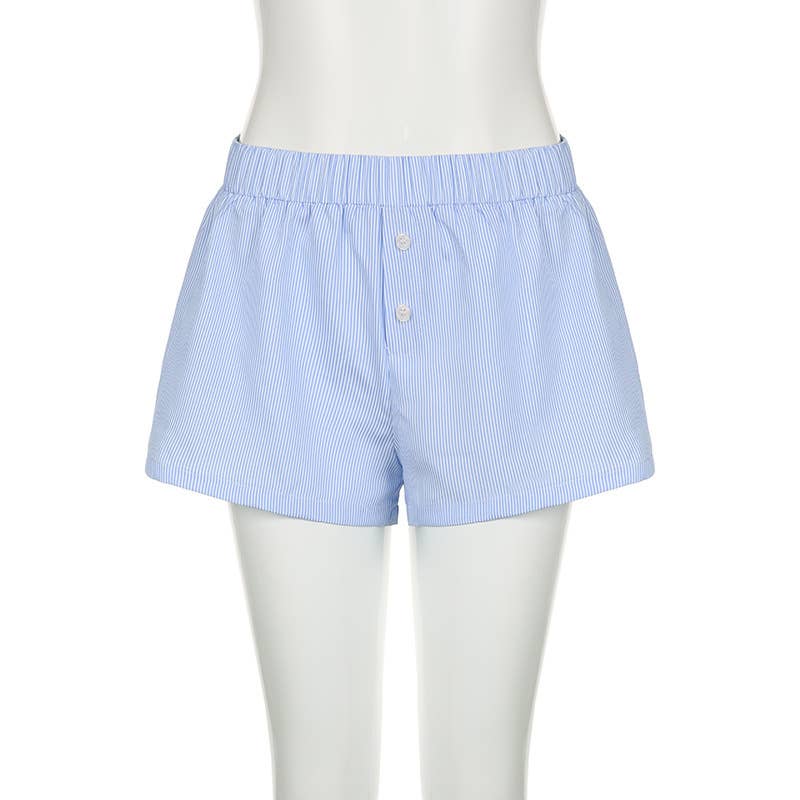 Wide-leg beach striped boxer shorts: Blue / L