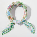 Green Flower Print Square Bandana Scarf