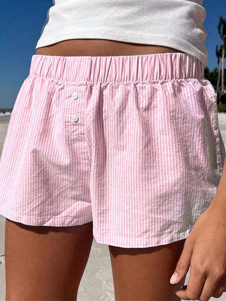 Wide-leg beach striped boxer shorts: Blue / L