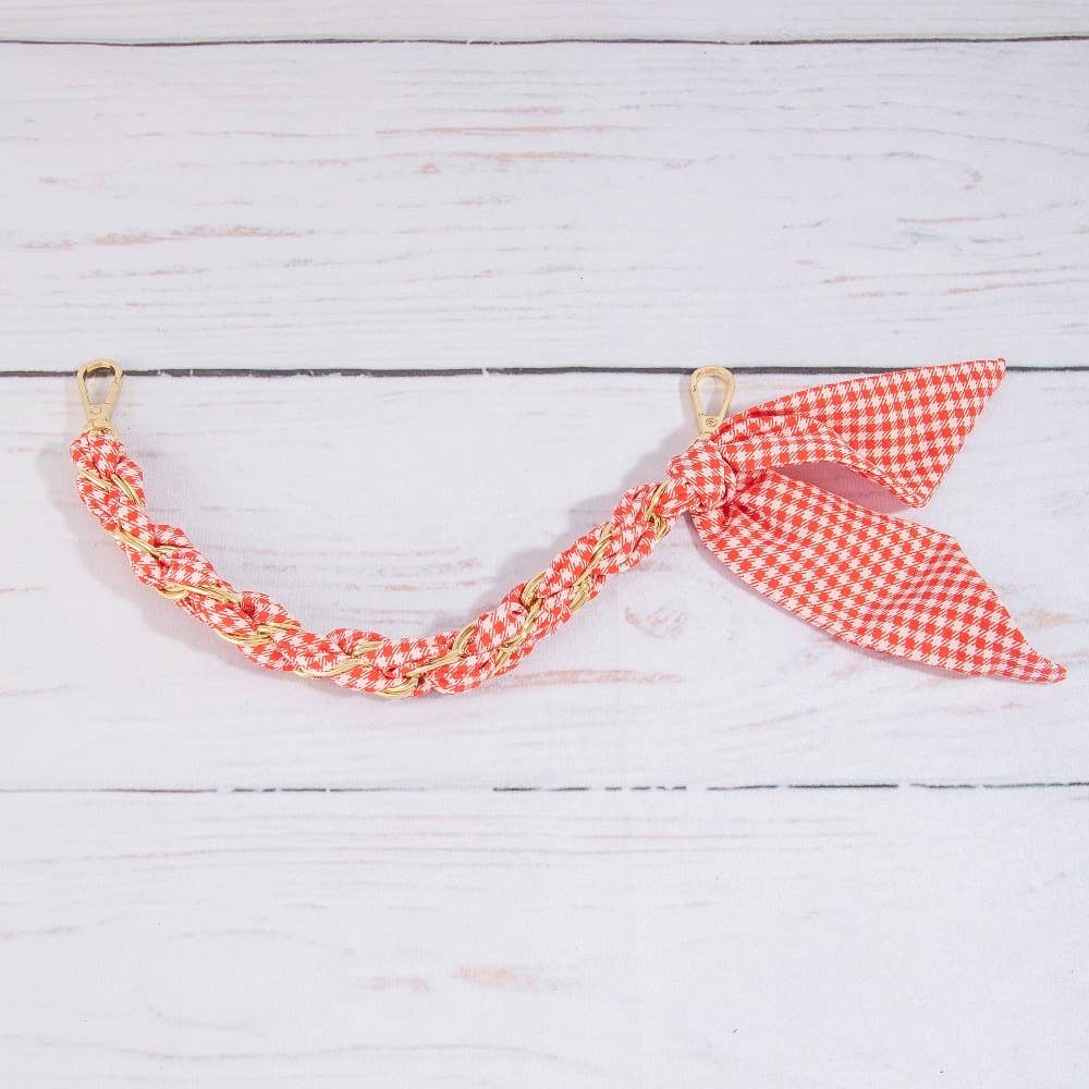 Checkered Scarf Chain Bag Charm