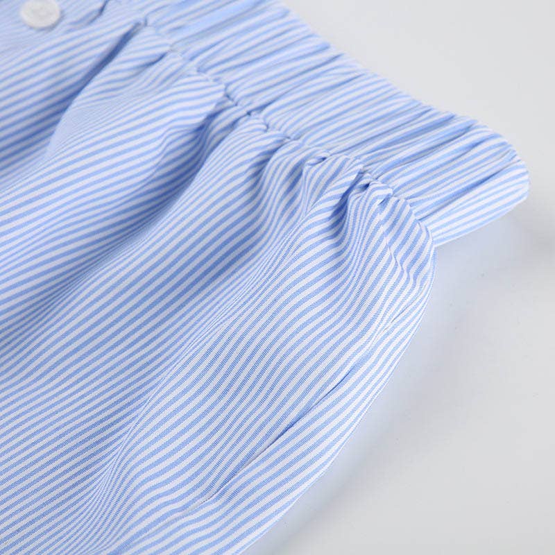 Wide-leg beach striped boxer shorts: Blue / M