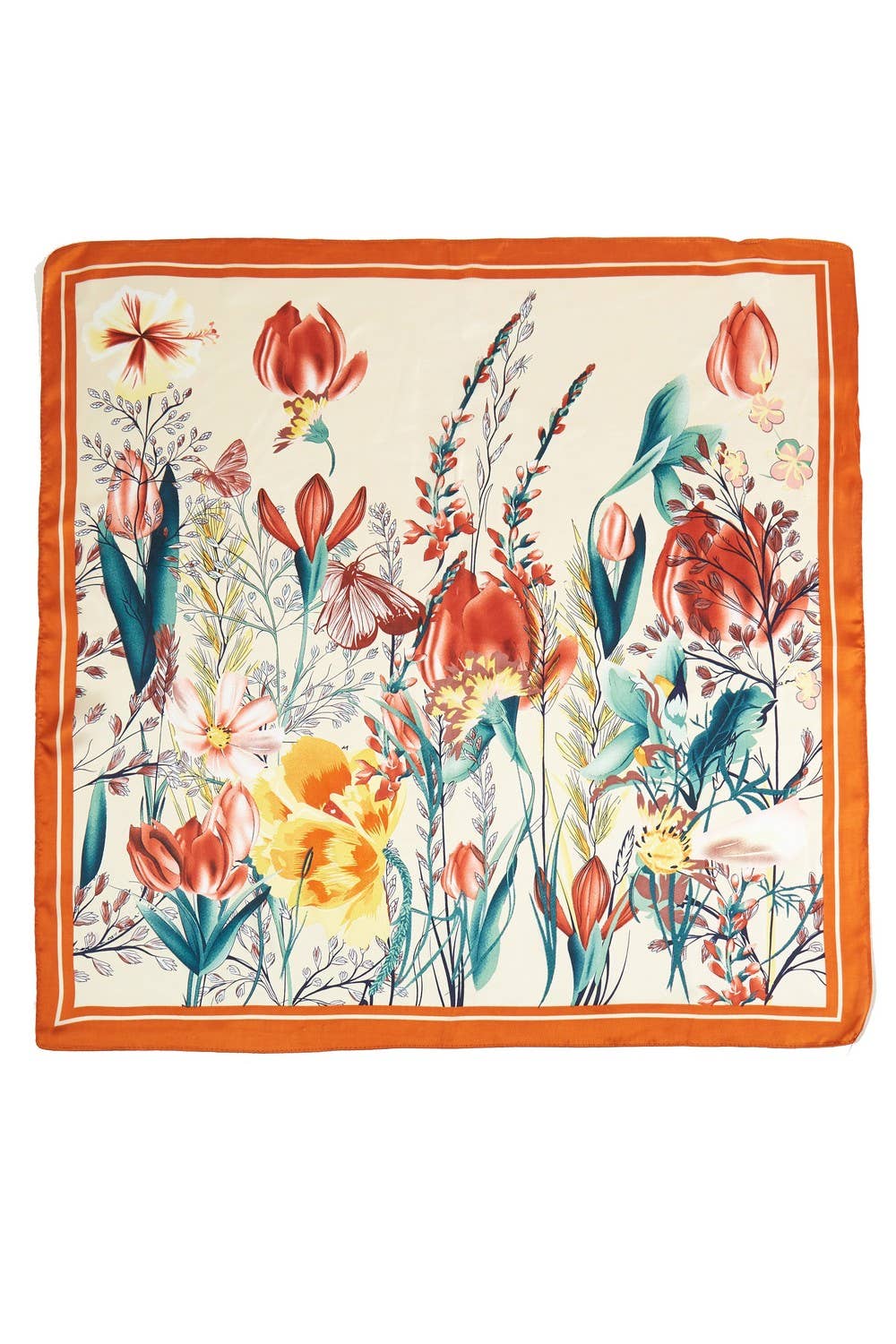 Orange Floral Garden Print Scarf
