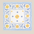 Blue and Yellow Flower Pattern Bandana Scarf