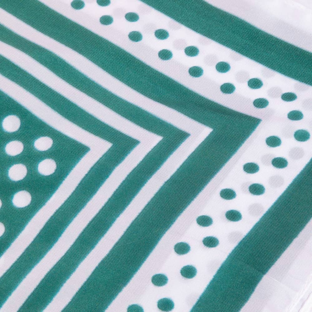 Polka Dot Concentric Square Print Satin Scarf: GN