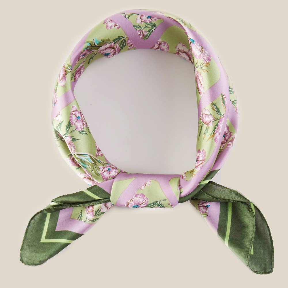Purple and Green Floral Scarf