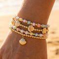 Seashell Charms Beaded Stretch Bracelet Set: