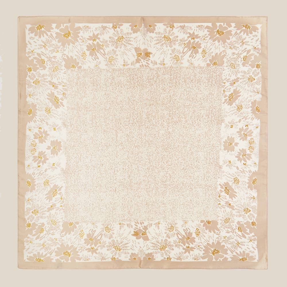 Floral Border Print Scarf : Black
