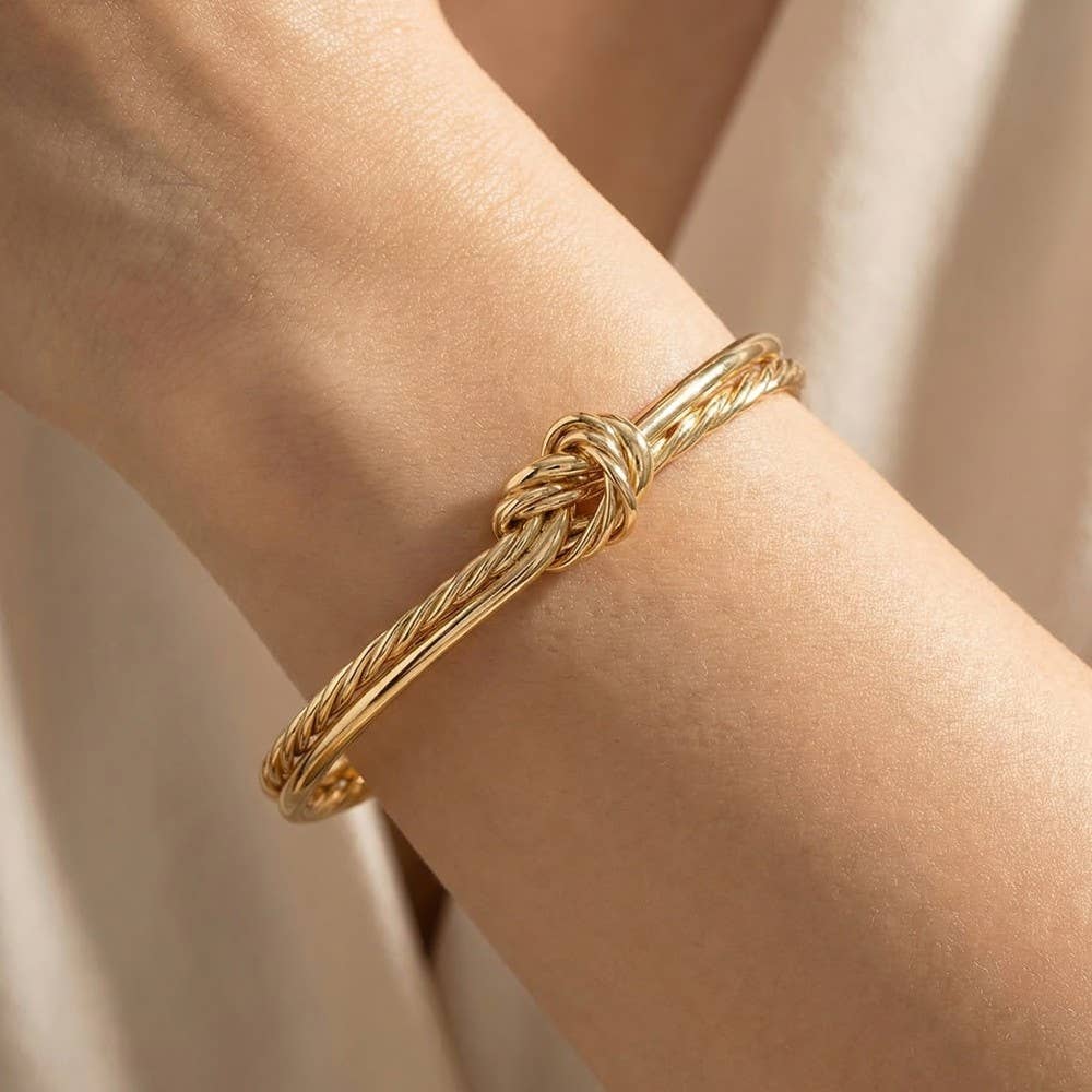Wire Smooth Rope Knot Cuff Bracelet