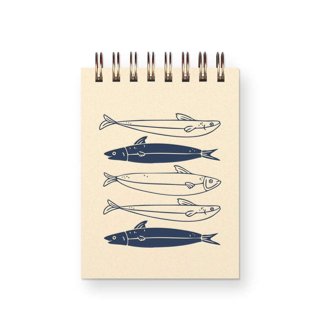 Fishes Mini Jotter Notebook: Forest Green | White Ink