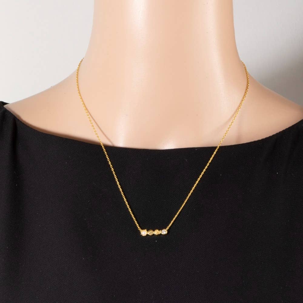 Gold Dipped Sea Life Bar Pendant Necklace