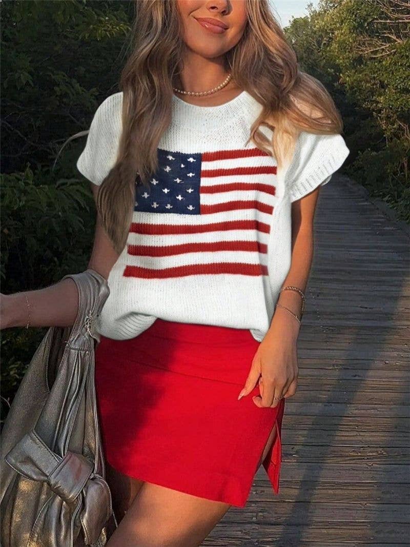 American Flag Knit Top