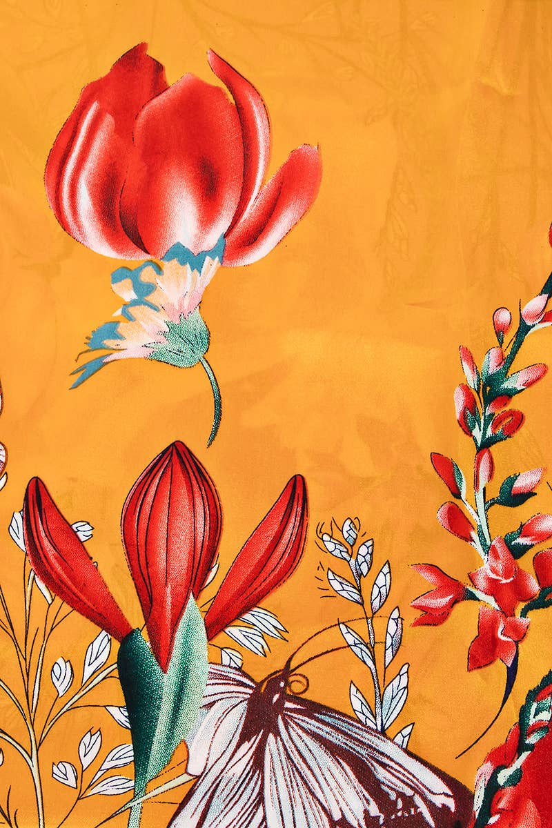 Orange Floral Garden Print Scarf