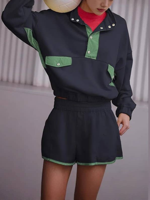 Sweatshirt & Shorts Sporty Set