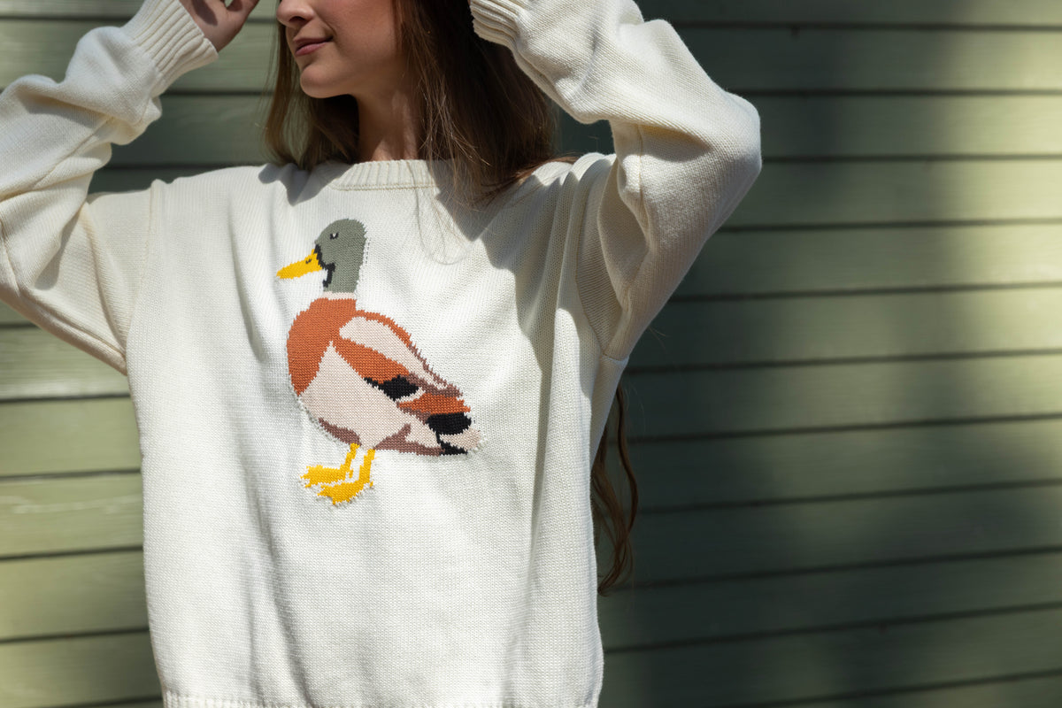 MALLARD DUCK KNIT SWEATER CREAM / L