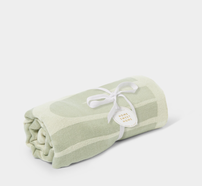 Home Blanket - Sage Green & Off White