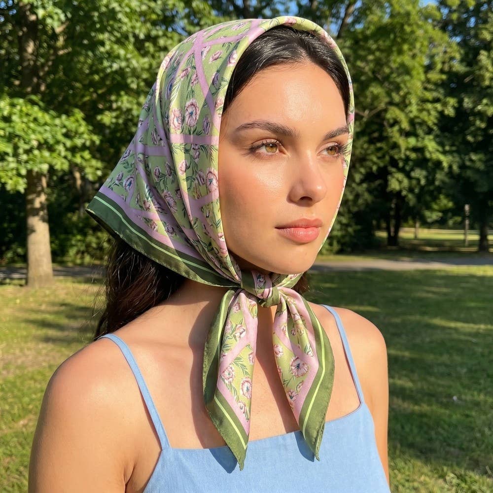 Purple and Green Floral Scarf