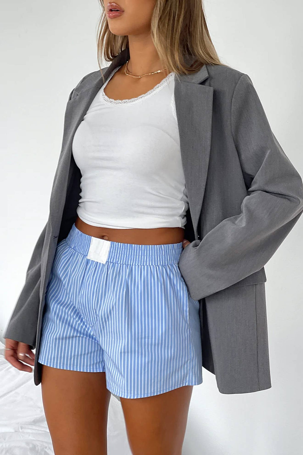 Multi-color Striped Relaxed Pull-On Boxer Shorts: Red / XL