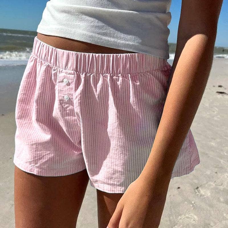 Wide-leg beach striped boxer shorts: Blue / S