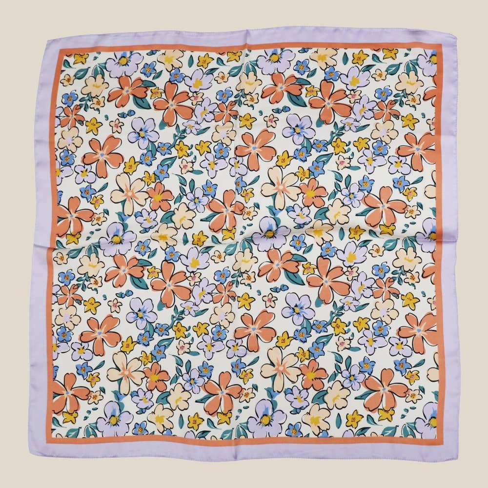 Purple Multi Flower Scarf