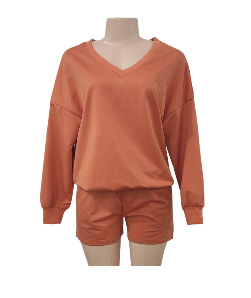 Oversized Sweatshirt Shorts Set: Blue / XL