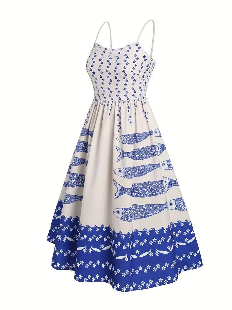 Mackerel Sundress: Blue / 2XL