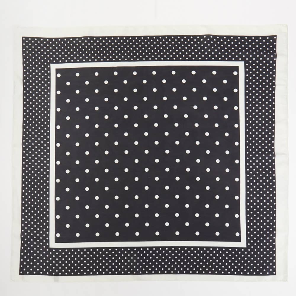 Polka Dot Square Scarf Black