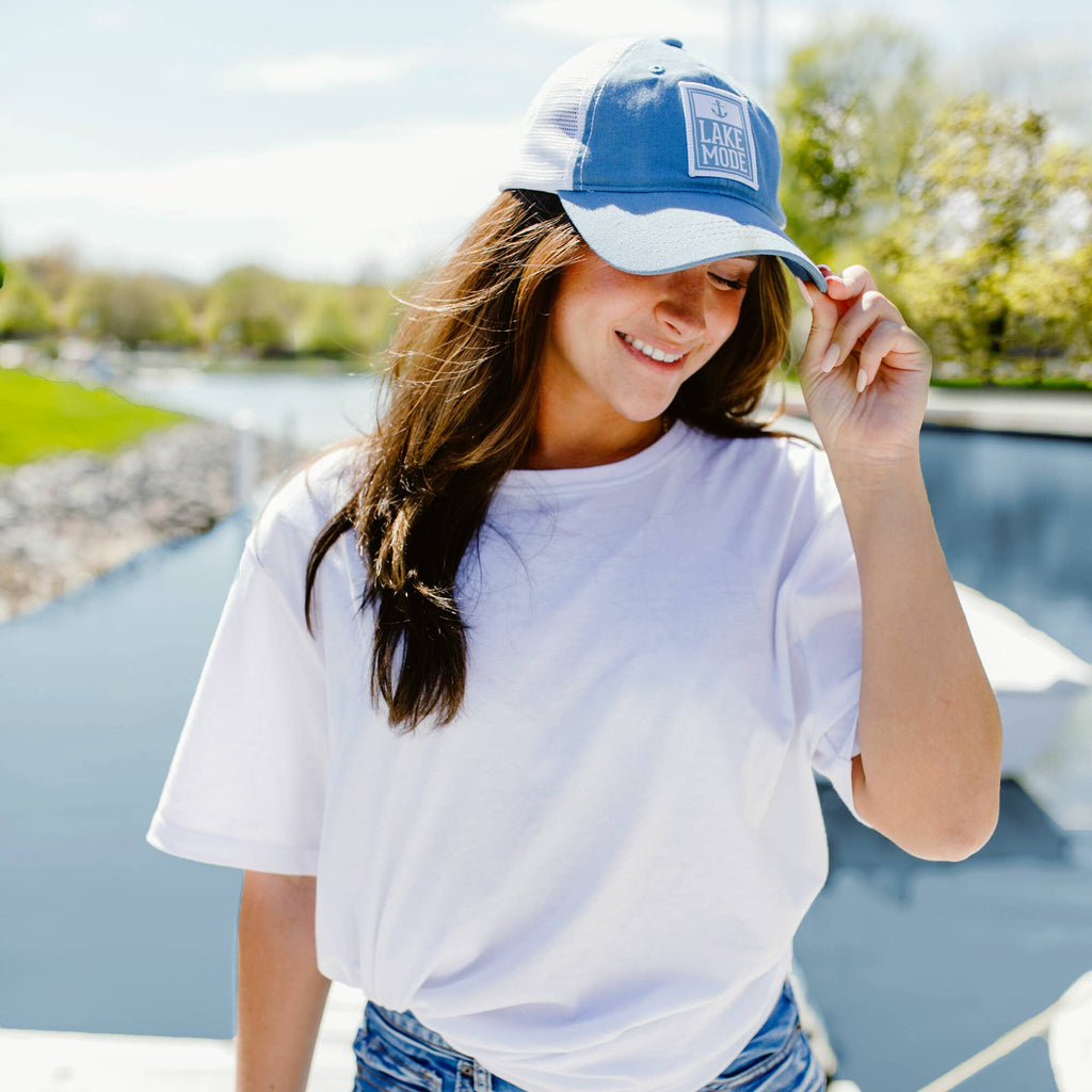 Lake Icon - Cadet Blue Adjustable Mesh Hat