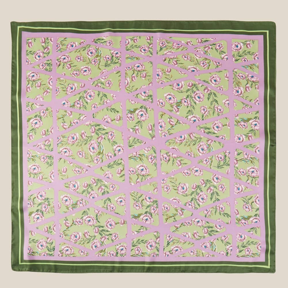 Purple and Green Floral Scarf