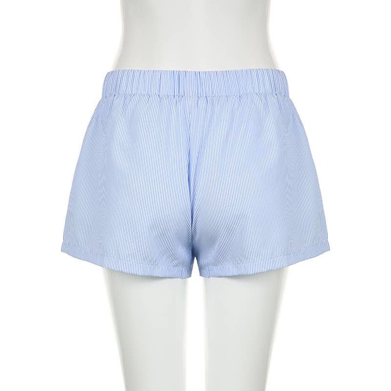 Wide-leg beach striped boxer shorts: Blue / M