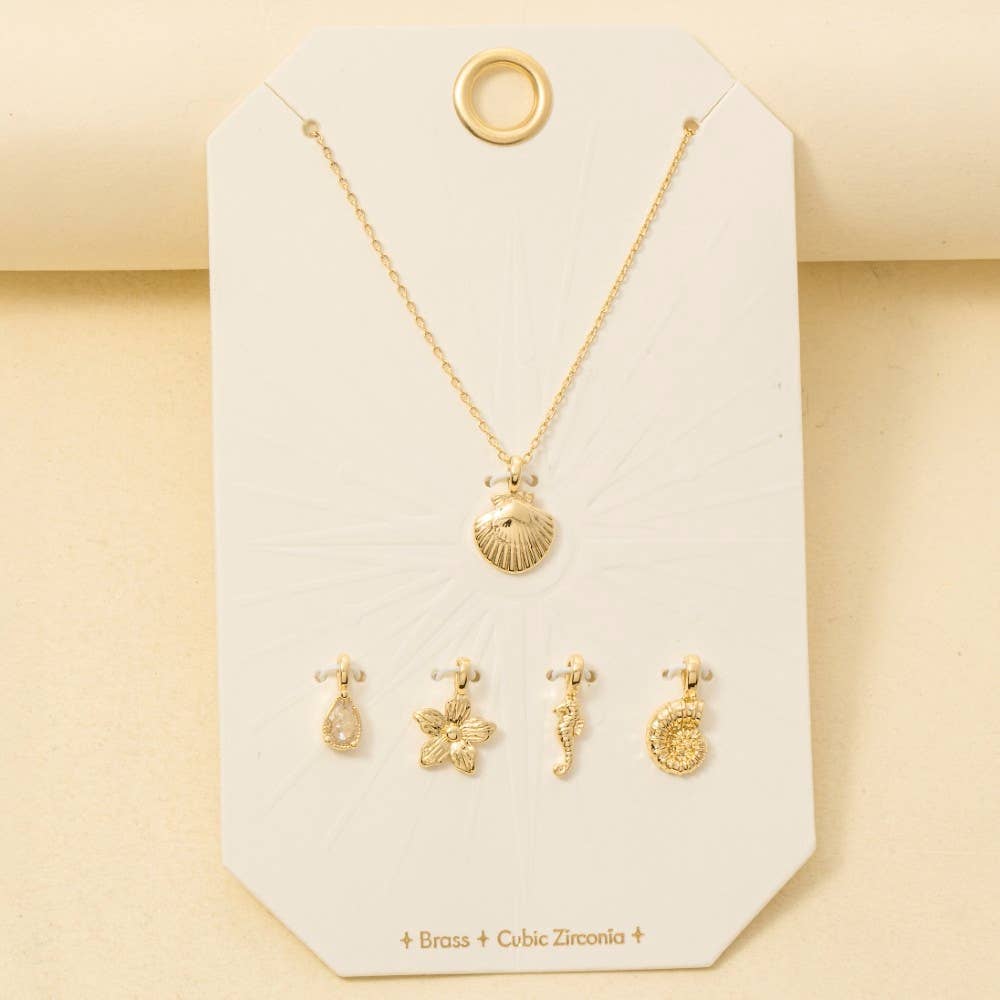 Sea Life Clam Shell Swappable Pendant Necklace